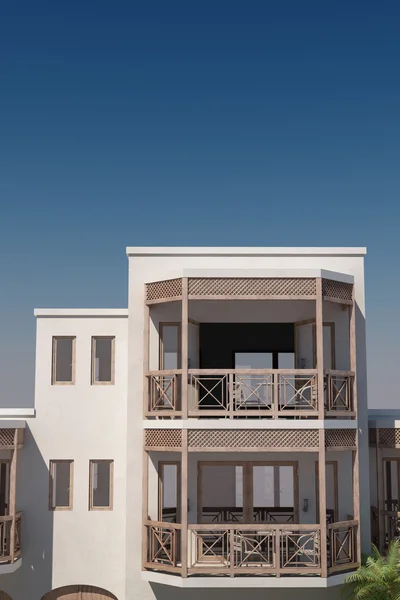 Hotel no verão com piscina com céu — Fotografia de Stock