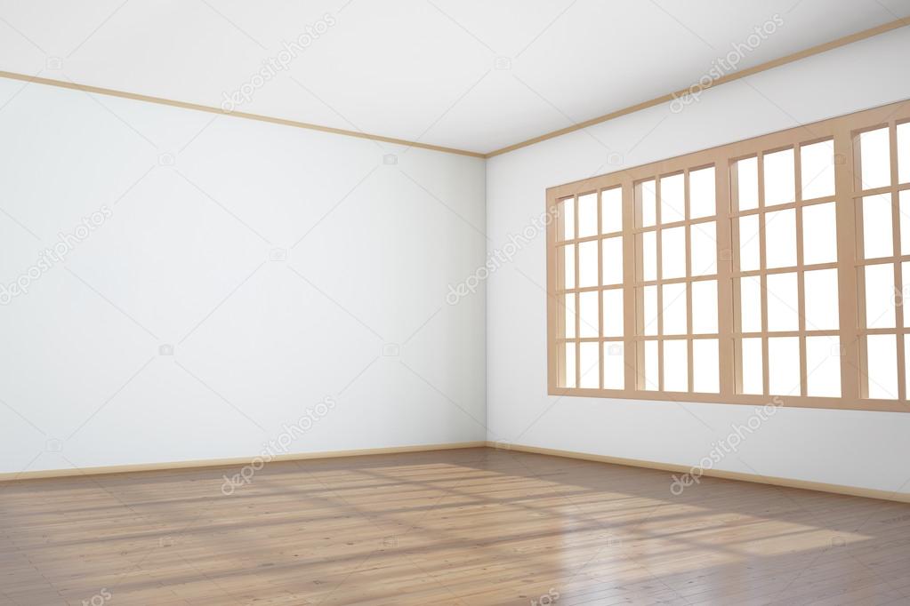 Empty room with big window