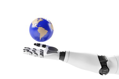 Hand of a robot with earth clipart