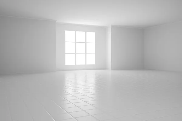 Empty white room with square windows — Stock Photo, Image