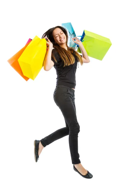 Fille avec des sacs à provisions — Photo