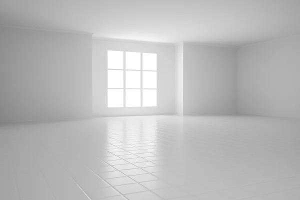 Lege witte kamer met vierkante ramen Rechtenvrije Stockafbeeldingen
