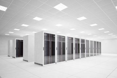 Data Center with 4 rows of servers clipart
