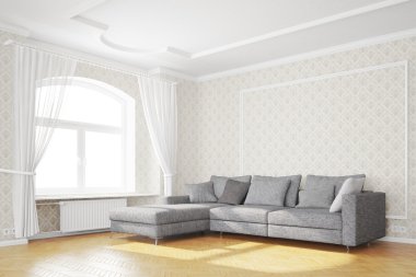 Minimal living room with sofa clipart