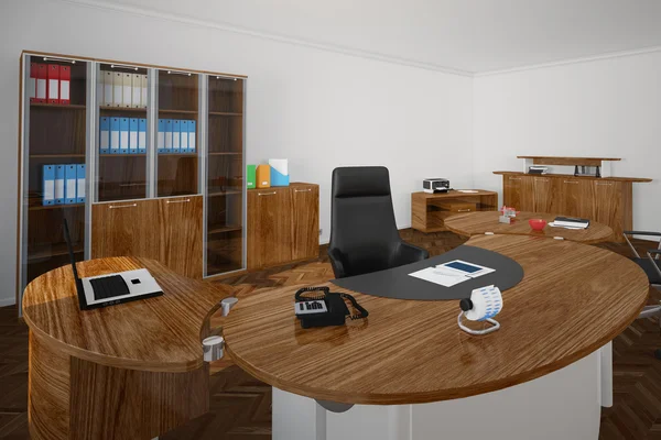 Oficina con muebles de madera — Foto de Stock