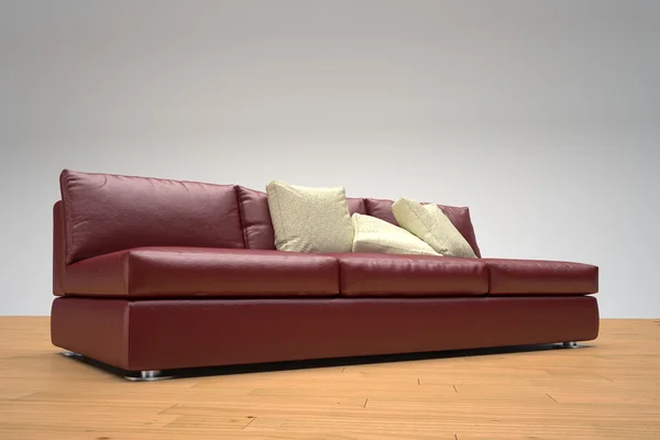 Red leather sofa — Stock Photo, Image