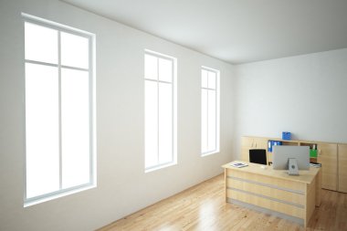 windows ile parlak ofis