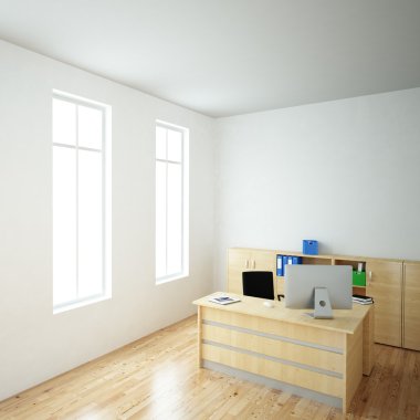 windows ile parlak ofis