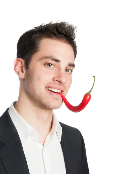 Man med chili — Stockfoto