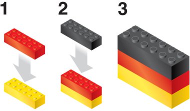Building blocks making German flag clipart