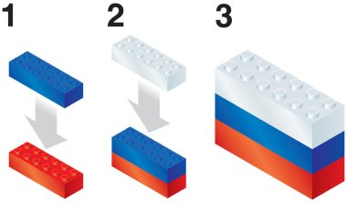 Building blocks making Russian flag