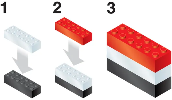 Blocs de construction faisant drapeau du Yémen — Image vectorielle