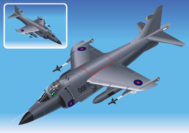 Kraliyet Deniz Kuvvetleri Deniz harrier detaylı izometrik vektör çizim