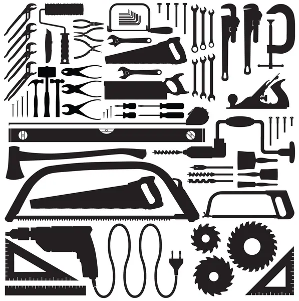 Collection d'outils silhouettes vectorielles — Image vectorielle