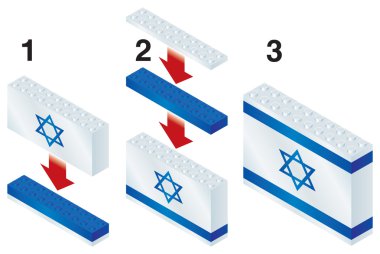 Building blocks making Israeli flag clipart