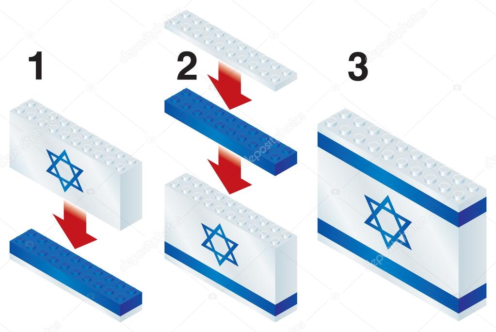 Building blocks making Israeli flag