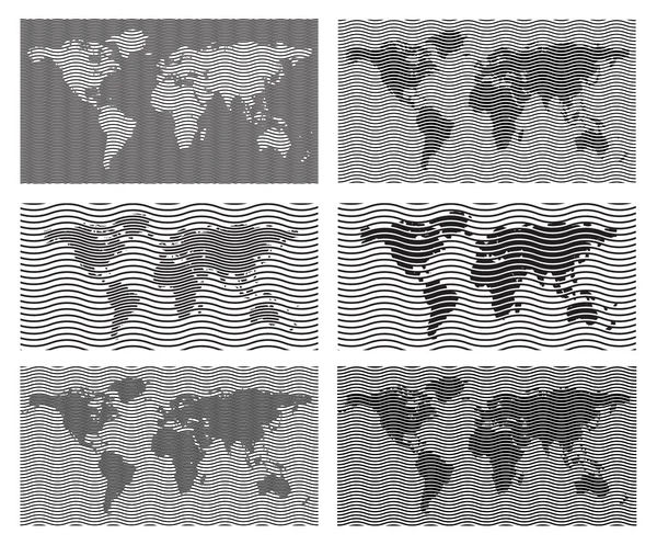 Mapa del mundo Colección Guilloche Etchings — Vector de stock