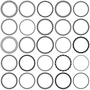 Collection of African Decorative Ornamental Round Border Frames. Ideal for vintage label designs. clipart