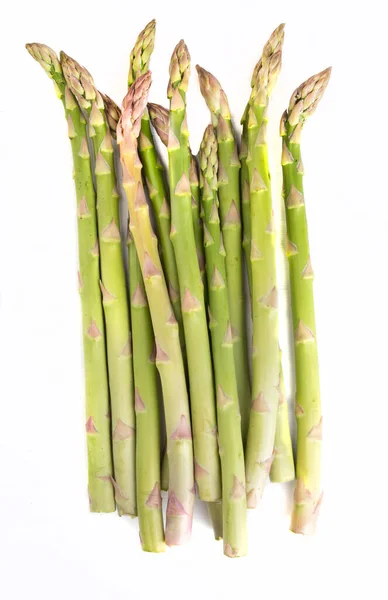 Spargel Auf Weißem Hintergrund Vertikale Ansicht Grünes Gemüse Der Saison — Stockfoto