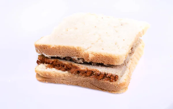 Sandwich Meat Pate Isolated Toast Traditional Polish Baked Meat Product — Stock Photo, Image