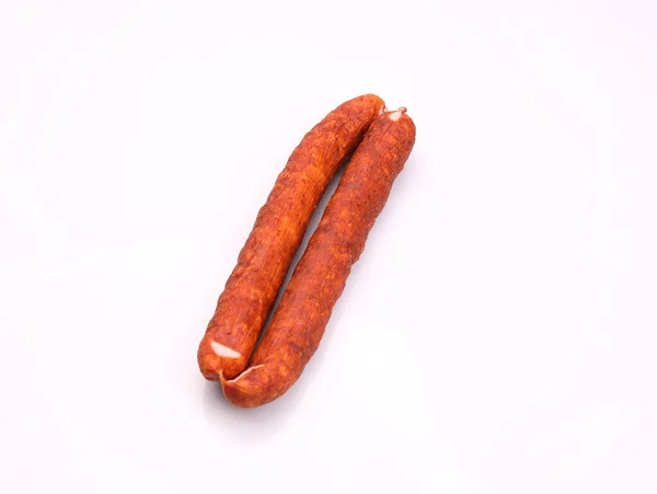 Saucisse Porc Fumée Traditionnelle Longue Isolée Saucisse Viande Polonaise Charcuterie — Photo