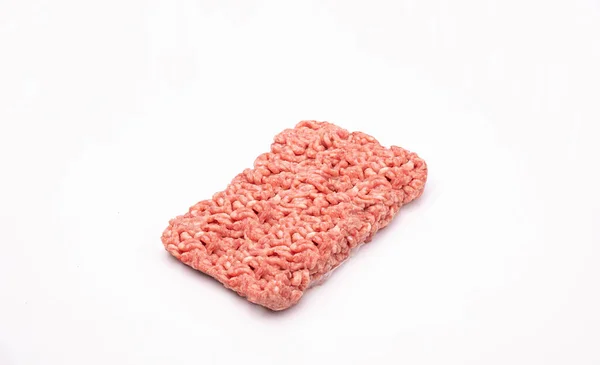 Nyers Darált Hús Izolált Fehér Alapon Csomagfotó Csomagtervezéshez Sablonhoz — Stock Fotó