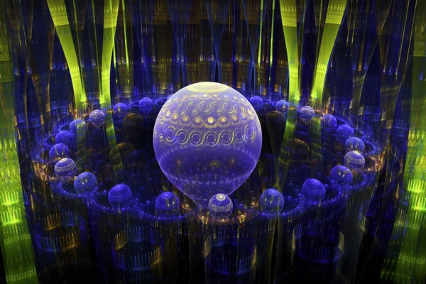 Fractal Art Abstract Spheres Modern Art computer Image Blue Green