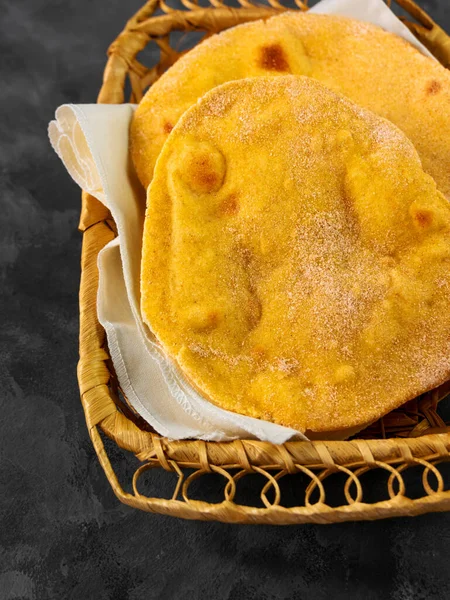 Comida Casera Pan Plano Maíz Sin Gluten Envoltura Tortilla Mexicana — Foto de Stock
