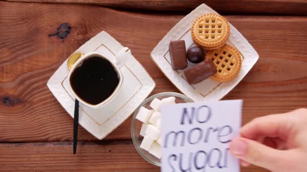 Evitare Aggiungere Zucchero Caffè Menù Colazione Basso Contenuto Carboidrati Malattia — Video Stock