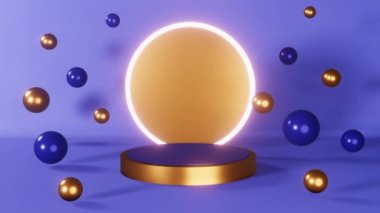 Fall creative concept pink white pumpkins marble podium scene 3D animation. Halloween Thanksgiving seasonal sale design. Product promotion showcase. Autumn art presentation. Modern holiday decorations