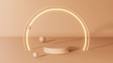 Fall creative concept pink white pumpkins marble podium scene 3D animation. Halloween Thanksgiving seasonal sale design. Product promotion showcase. Autumn art presentation. Modern holiday decorations