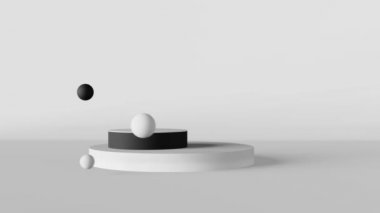 Fall creative concept pink white pumpkins marble podium scene 3D animation. Halloween Thanksgiving seasonal sale design. Product promotion showcase. Autumn art presentation. Modern holiday decorations