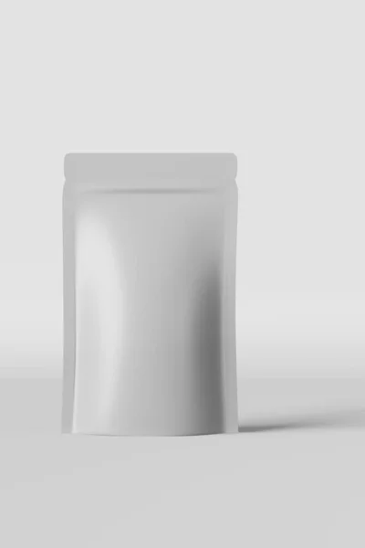 White Pouch Bags Mockup Branding Light Background Rendering Merchandise Packaging — ストック写真