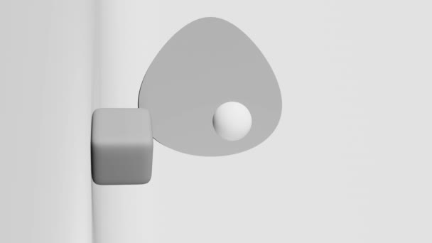 White Sphere Cilynder Cube Zero Gravity Abstract Monochrome Shape Vertical — Vídeo de stock