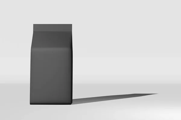 Черная Стоячая Коробка Дна Пакетик Кофе Брендинга Рендеринга Дизайн Упаковки — стоковое фото