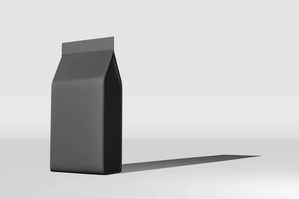 Черная Стоячая Коробка Дна Пакетик Кофе Брендинга Рендеринга Дизайн Упаковки Лицензионные Стоковые Изображения