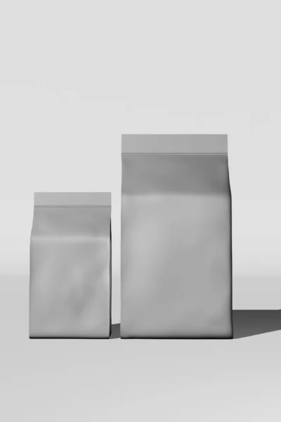 Silver Pouch Bag Branding Premium Quality Luxury Rendering Packaging Design — 图库照片