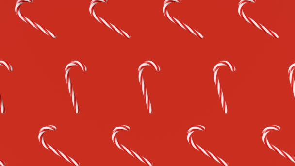 Christmas Candy Canes Looped Animation Red Background Sweet Traditional Christmastide — Video