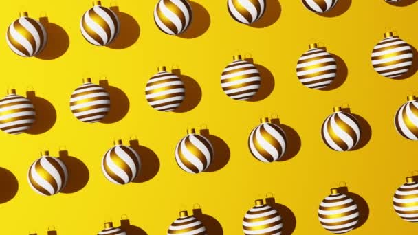 Golden White Christmas Balls Looped Seamless Motion Animation Pattern Yellow — Stockvideo