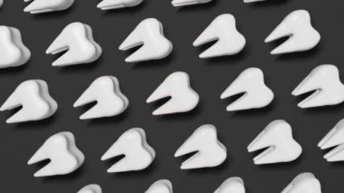 Toothache 3D loop seamless animation on grey background. White healthy teeth pattern molar tooth with pain National Dentist's Day Wisdom teeth extraction Oral care recovery. Dental Insurance Dentistry