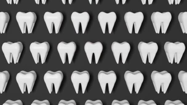 Toothache Rendering Animation Grey Background White Healthy Teeth Pattern Molar — стокове відео