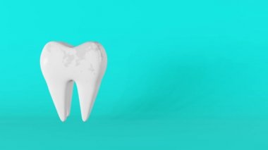 Caries tooth anatomy model. White healthy molar motion 3D loop rotating animation blue background.Dentist Day Wisdom teeth extraction Oral care Dental tartar plaque enamel whitening recovery Insurance