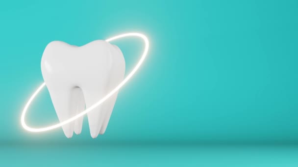 White Healthy Molar Tooth Animation Loop Blue Background Enamel Whitening — Αρχείο Βίντεο