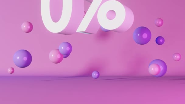 Procent Kreditní Karty Hypoteční Banner Animace Růžové Pozadí Neon Světlo — Stock video