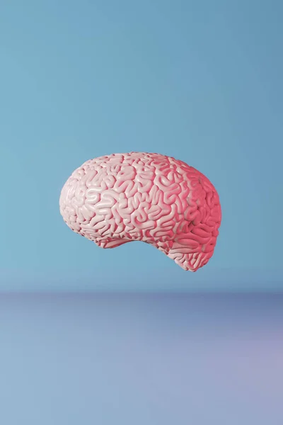 Здоровье Человеческого Мозга Неоновый Светло Синий Фон Рендеринга Творческая Идея Стоковая Картинка