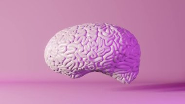 İnsan beyni sağlığı, açık pembe arka plan, 3D animasyon. Yaratıcı fikir Yapay Zeka Pozitif Düşünce Duygusu Zihinsel Sağlık. Hafıza Geliştirme Farkındalık Bilişsel Gelişim