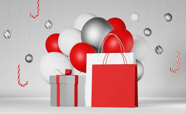 성탄절에는 쇼핑백에 모양의 모양의 상자가 만들어 현수막 최상급 — 스톡 사진