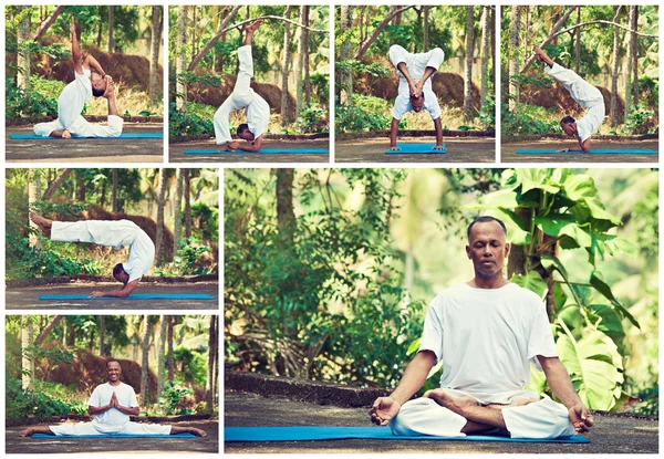 Yoga exercises collage — Stock Photo, Image