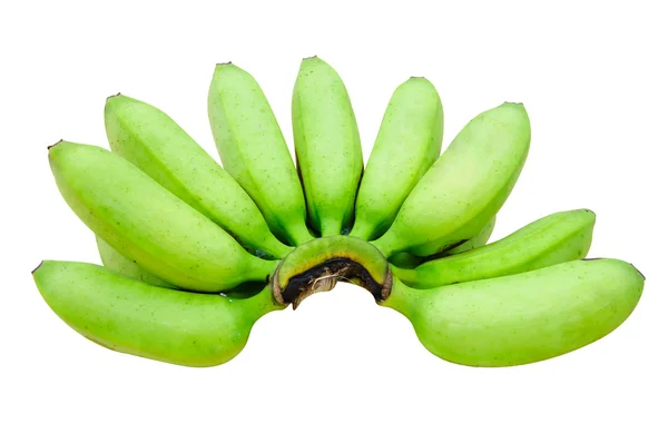 Green bananas do not ripe on a white background. — Stock Photo, Image