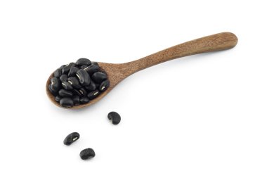 tahta kaşık ile izole fasulye